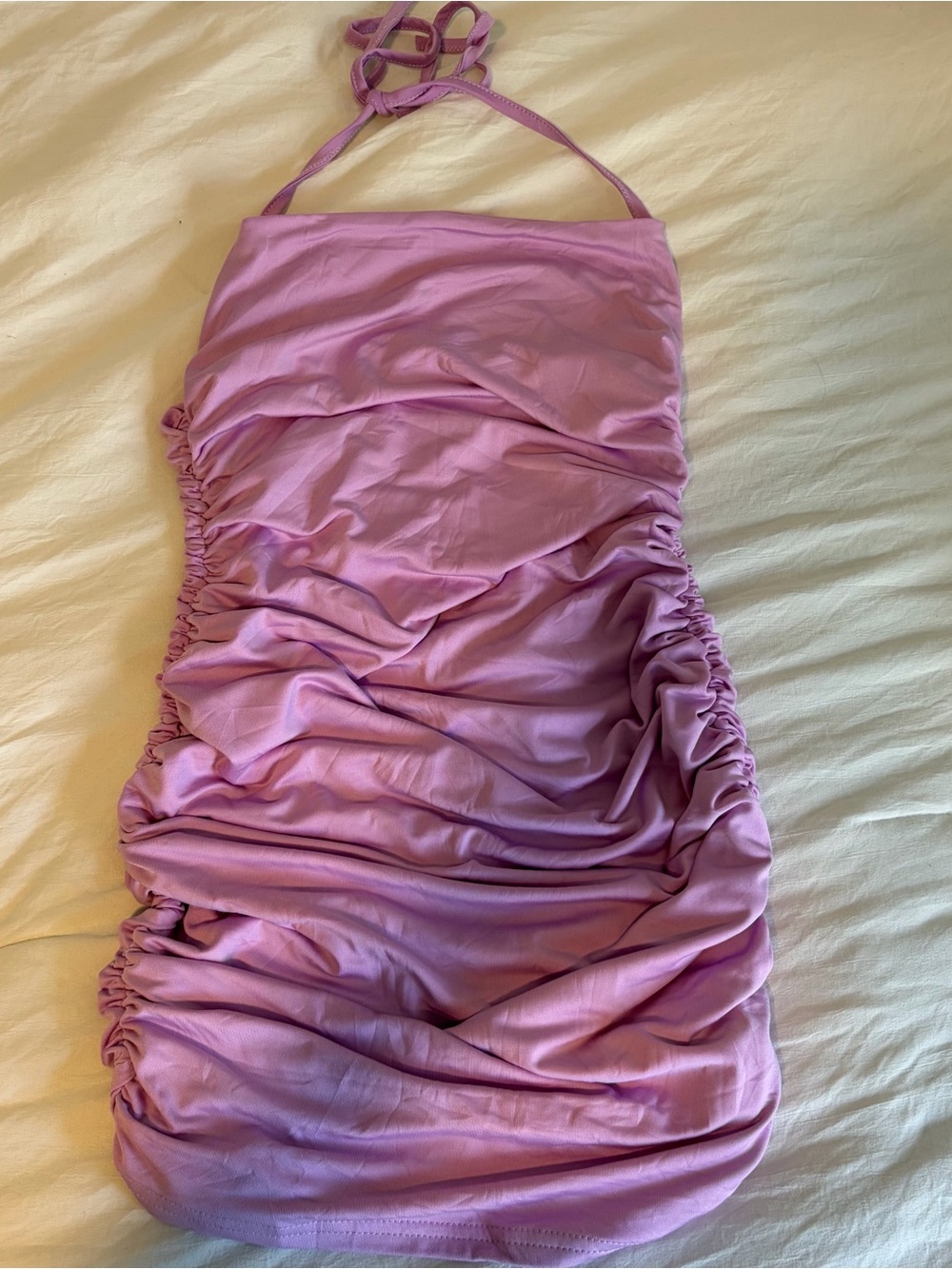 Amazon Lilac Ruched Mini Dress